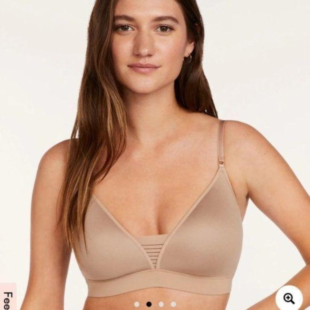 ThirdLove 24/7 Seamless Stripe Wireless Bra Taupe
